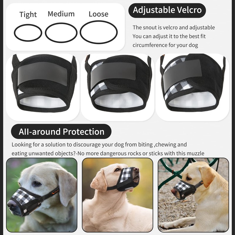 HEELE Dog Muzzle,Soft Nylon Muzzle Anti Biting Barking Chewing,Air Mesh