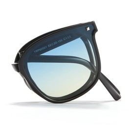 Cyxus Trendy Polarized Folding Cat Eye Sunglasses Women Men Uv400 Protection Anti Glare TR90 Ultralight Foldable frame 1801 Blue