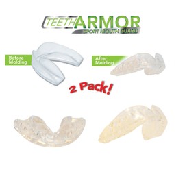Professional Sport Mouth Guards- 2 Pack - No BPA - Safe Clear Color - No Color Additive - Athletic Teeth Mouth Guards - Fit Any Mouth Size - Custom Fit - Free carrying case included
