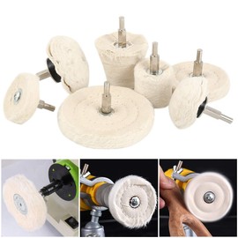 7Pcs Polishing Wheel Set Felt Polishing Buffing Wheel Pad Mop Drill Kit for Metal Grinder Polisher Tool White