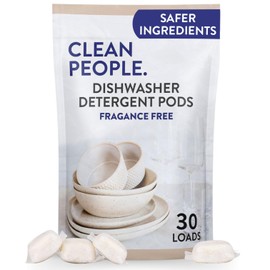 The Clean People Dishwasher Pods - Cuts Grease & Rinses Sparkling Clean - Residue-Free - Phosphate Free Dishwashing Pods - Fragrance Free, 30 Pack