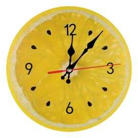 astylishome Wall Clocks for Living Room Silent Round 12 Inch Modern Style Non Ticking 30cm Decorative Bedroom Office Study Room Kitchen Clock Lemon Yellow 2004