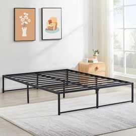 VECELO 16" Metal Platform Bed Frame/Mattress Foundation/No Box Spring Needed (Queen Size)