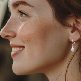 925 Sterling Silver Drop Dangle Earrings for Women Dainty Cubic Zirconia Dangle Earrings Teardrop CZ Leverback Dangle Earring Jewelry Gifts