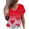Cute Heart Graphics T-Shirt Women Valentines Shirt Colorful Dye Love