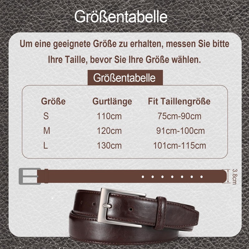 WHIPPY Men's Leather Belt Classic Denim Belt for Men 38