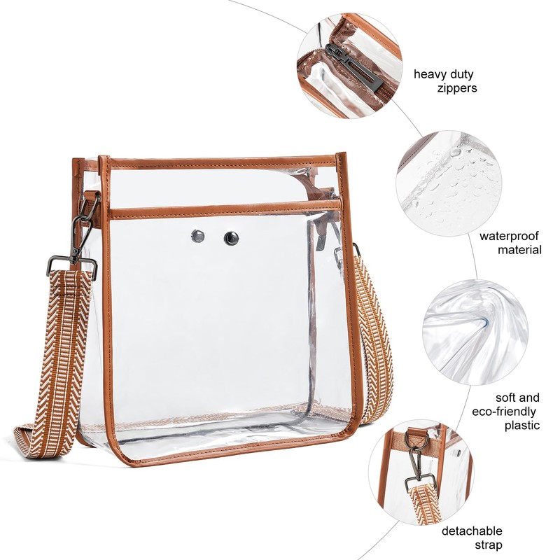 Bluome Clear Bag For Stadium Events Crossbody Concerts Bag Purse