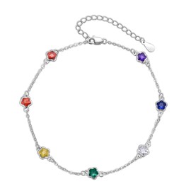 Chakra Anklet Sterling Silver Heart/Drop Shape Chakra Anklet 7 Chakras Dew Drop Summer Beach Anklet Bracelet for Heibee Women's Birthday Christmas Gifts for Women Rough Wife Girlfriend, Sterling