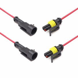 1Pin Male to Female Nylon Wiring Harness Waterproof 16AWG Wire Connectors for Car, Truck, Boat, 2 pair