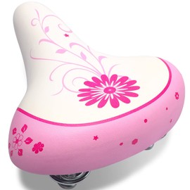 Bacchus Kids Bicycle Saddle 25.4 Kids Soft Saddle for Kids Super Thick Butt Waterproof Saddle for Kids 12" 14" 16" 18" 20" Bicycle White Pink Spring