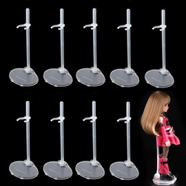 BieFuDan 10Pcs Adjustable Doll Stands Display Holders, Transparent Plastic Mini Doll Display Stand Support for 11 to 13 Inch Dolls, Action Figure Stand Toy Doll Accessories (10)