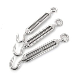 DQ-PP Steel Rope Set | 4 mm | 10 m | 6 x Rope Clamps Shackle 4 mm | 2 x Turnbuckles M4 Hook - Eyelet | Stainless Steel INOX | 7 x 19 Soft | Wire Rope for Trellis Rustproof Rope Steel Wire Forestry