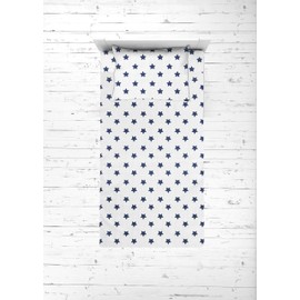Bacati - Muslin Ikat Stars 3 Piece Boys Toddler Bed Sheet Set 100 Percent Cotton Includes Fitted Sheet, Top Sheet, and Pillow Case (3 pc Toddler Bed Sheet Set, Navy Stars)