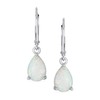 Gemstone Simple White Created Opal Solitaire Pear Shaped Teardrop Dangle