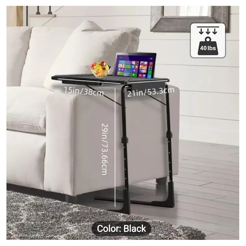 Table Portable & Foldable Comfortable Adjustable TV Tray Table Stand