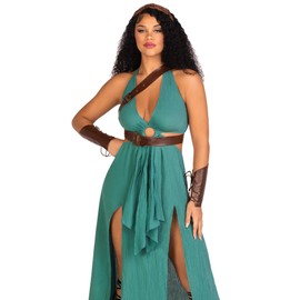 Leg Avenue Women's 4 Piece Warrior Maiden Costume, Green, Medium
