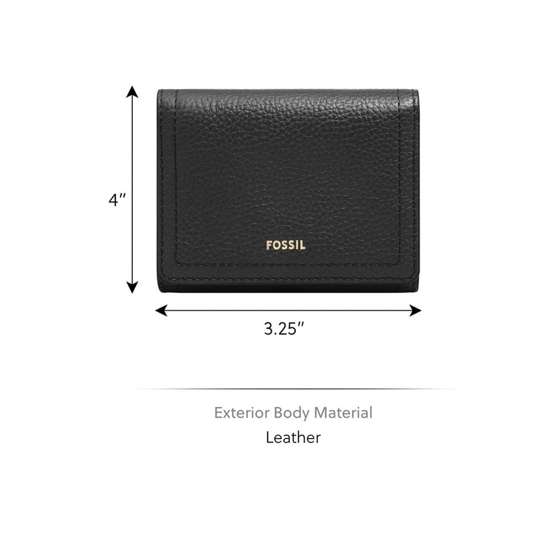 Fossil Women's Logan Tri-Fold Wallet, black