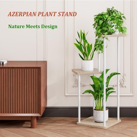 AZERPIAN 3 Tier Plant Stand Indoor Metal Plant Shelf for Multiple Plants Corner Flower Holders for Living Room Balcony Bedroom Patio Garden, Black(3 Tier Black) (White, 3 tier)