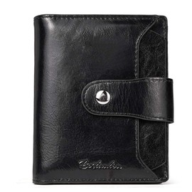 BOSTANTEN Women Leather Wallet RFID Blocking Small Bifold Zipper Pocket Wallets Card Case Purse with ID Window