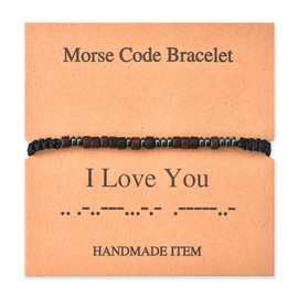 Morse Code Bracelets for Men Women I Love You Morse Code Bracelet Gifts for Dad Mom Inspirational Birthday Christmas Gifts for Women Men Couples Bracelets Adjustable Love Bracelet for Uncle Aunt