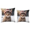 Bengal Kitten Cat Playing In Snow Christmas Throw Pillow