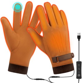 USB Electric Heated Gloves for Men Women Winter Gloves for Cold Weather Work 5V Heating Gloves with Touchscreen Warm Glove for Cycling Running Driving Fishing Hand Warmers for Laptop Typing