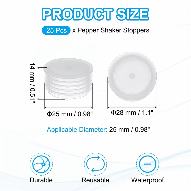 PATIKIL Salt and Pepper Shaker Stoppers 25mm/0.98", 25Pcs Plastic Salt