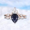 Blue Sandstone Celestial Crown Stackable Ring | 1.25ct Gemstone &