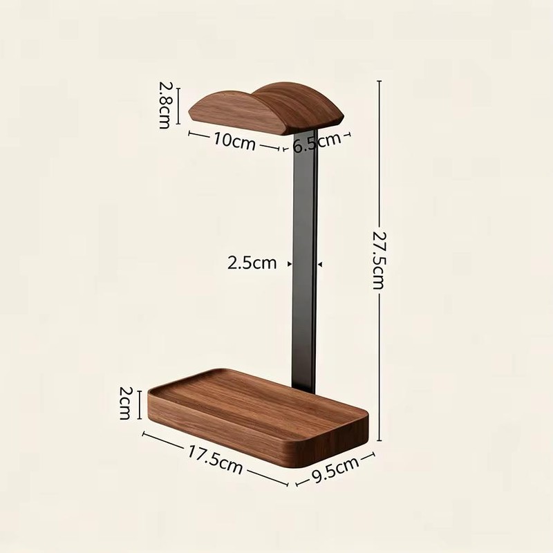 Solid Wood Headphone Stand for Gaming and Office Desks –