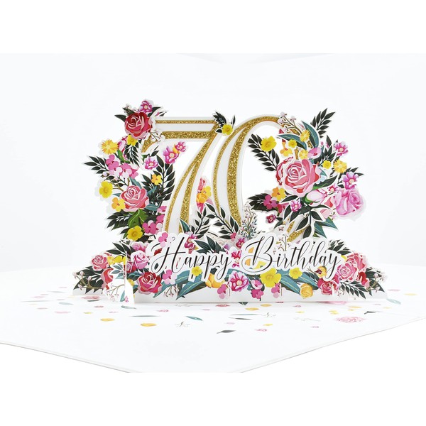 Happy 70th Birthday Pop Up 3D Greeting Card