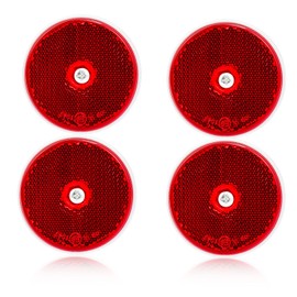 DARKGUARD 4xTrailer Rear Reflectors Bolt Screw Round Ø60mm Red Reflectors Screw On for Gate Posts,Caravan Reflector Round for RV Truck Trailer E9-Approved (Red-Round-Bolt Screw-4pcs)