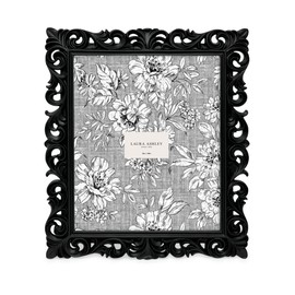 Laura Ashley 8x10 Black Vintage Inspired Resin Scroll Design Picture Frame with Thin Border, Horizontal & Vertical for Tabletop and Wall Display, Home Décor (8x10, Black)