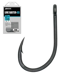 BKK Live Baiter-SS Hook | 4/0 | 5-Pack | Saltwater Super Slide Coating | Needle Hook Point | Forged Shank | J Hook