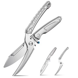 SMITH CHU Poultry Scissors, Carving Scissors, Chicken Scissors, Poultry Scissors, Test Winner, Sharp Poultry Scissors, Effortless Kitchen Bone Cutter Made of Stainless Steel with Lock Buckle (Silver)