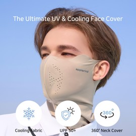 Face Mask for Sun Protection Facefit - UPF 50+ Sun Protection Mask for Adults, Cooling Neck Gaiter, UV Face Cover (Beige, Small)