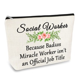 Social Worker Gifts Makeup Bag Appreciation Gift Thank You Gifts for Social Worker Cosmetic Bag for Women Christmas Birthday Gifts for Social Worker Volunteer Coworker Her Cosmetic Pouch Toiletry Bag