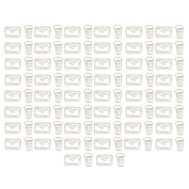 100Pcs Funny Planner Clips Anti Rust Electroplating Process Envelope Coffee Cup Gold Paper Clips for Office Home School
