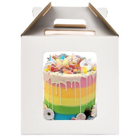 Cajas de pastel de 10 x 10 x 10 pulgadas de alto con ventanas, portador de pasteles de 8 pulgadas y 10 pulgadas de alto, caja de pastel con capas, caja de pastel grande escalonada, caja de panadería