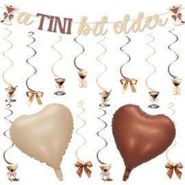 Partyloom A Tini Bit Older Birthday Decoration Set Espresso Martini Theme Banner Heart Foil Balloons Party Decor Supplies (Espresso Martini)