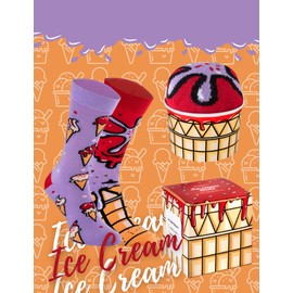 Rainbow Socks - Unisex Women Men - Ice Cup Socks for Him and Her - A Funny Gift for a Friend on Birthday - 1 Pair - 3 Variations, 1 x Blueberry & Cherry