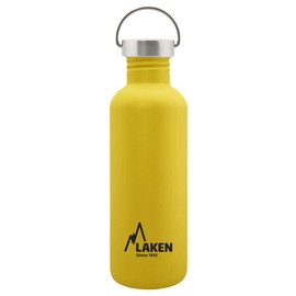 Laken Basic Stainless Steel Bottle, Water Bottle, Wide Opening with Stainless Steel Screw Cap, BPA-Free, 1 L, Yellow