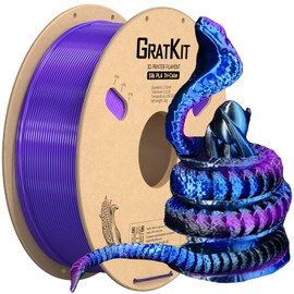 Gratkit Silk Tri-Color PLA Filament，Coextrusion PLA Filament 1.75mm, +/-0.03mm, 1KG/Roll, Silk PLA Blue & Purple & Black