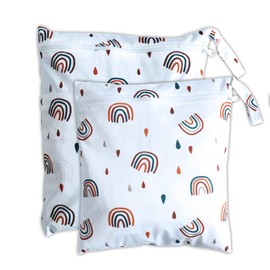 ABirdon Pack of 3 Wetbag Nursery Wet Bag Nappy Bags Zip Waterproof Washable Wetbag Organiser for Toddler Nappies Travel Gym Beach Pool, rainbow, travel bag