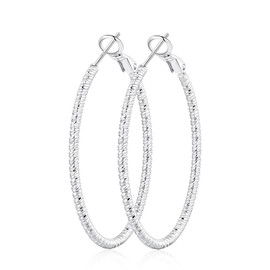 OOOPEL 2mm Silver Hoops Earrings for Women, 925 Sterling Silver Hoop Earrings for Women Hypoallergenic Lightweight Big Hoops Earring Boucle Doreille Femme