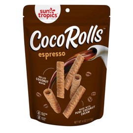 Sun Tropics CocoRolls Espresso, Gluten Free, Dairy Free, Snack-Crisp Rolled Wafer Made With Pure Coconut Cream, 6 Count