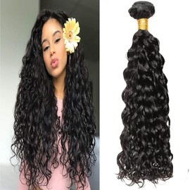 HeioWuio Water Wave Brazilian Remy Hair 1 Bundles Hair Extensions For Women Hair Weaves Double Weft Human Hair Bundles 22 Inch