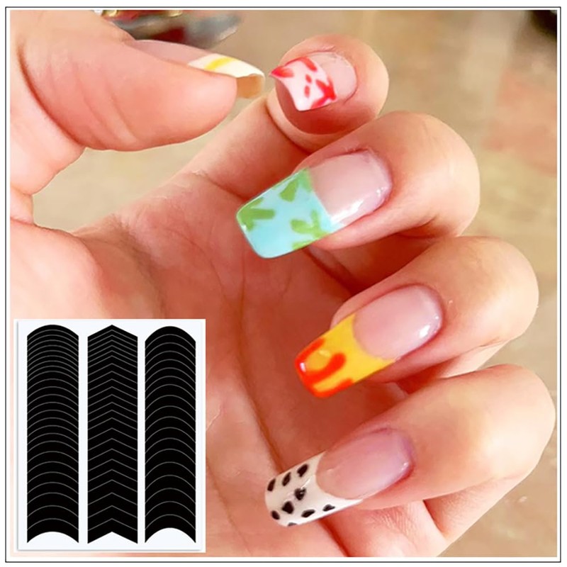 40 Sheets French Tip Nail Guides, Self-Adhesive Manicure Tips Guide