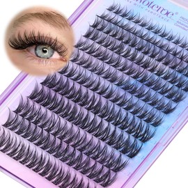 Pawotence Lash Clusters Wispy 9-16mm Individual Lashes Cluster Eyelash Extensions 192pcs Lash Extension DIY Soft Natural Eyelash Clusters with Thin Band