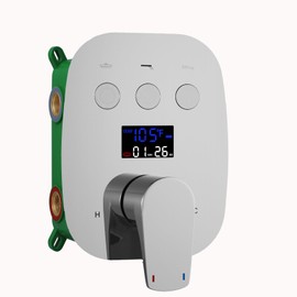 WHSHOWER Chrome Shower Mixer Valve Pressure Balance Trim Kit LCD Digital Display Shower Faucet Valve Bathroom Shower Handle Diverter Trim 3 Function Push Botton Diverter Valve