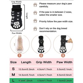 12 PCS Anti-Slip Paw Protectors Dog Socks, 3 Pairs Double Side Soft Non-Slip with Adjustable Straps, 3 Patterns Christmas Dog Socks, Traction Control Socks for Indoor Hardwood Floor Wear for Dogs (L)